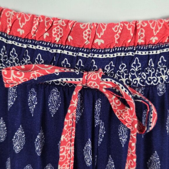 S R Size Small Casual Pull On Pants Blue White Pink Elastic Waist Pockets - Picture 5 of 13